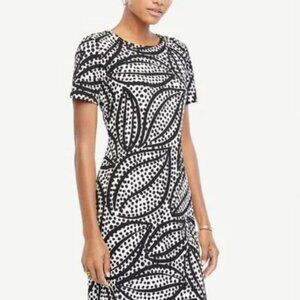 Ann Taylor Leaf Shift Dress, NWOT, Black/white,  Size 2